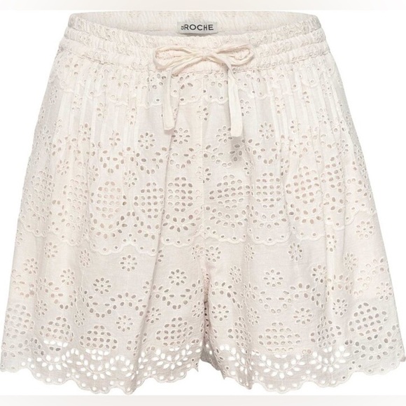 St. Roche Harper Shorts White Eyelet Embroidered Organic Cotton Artisan Boho S - Picture 3 of 11